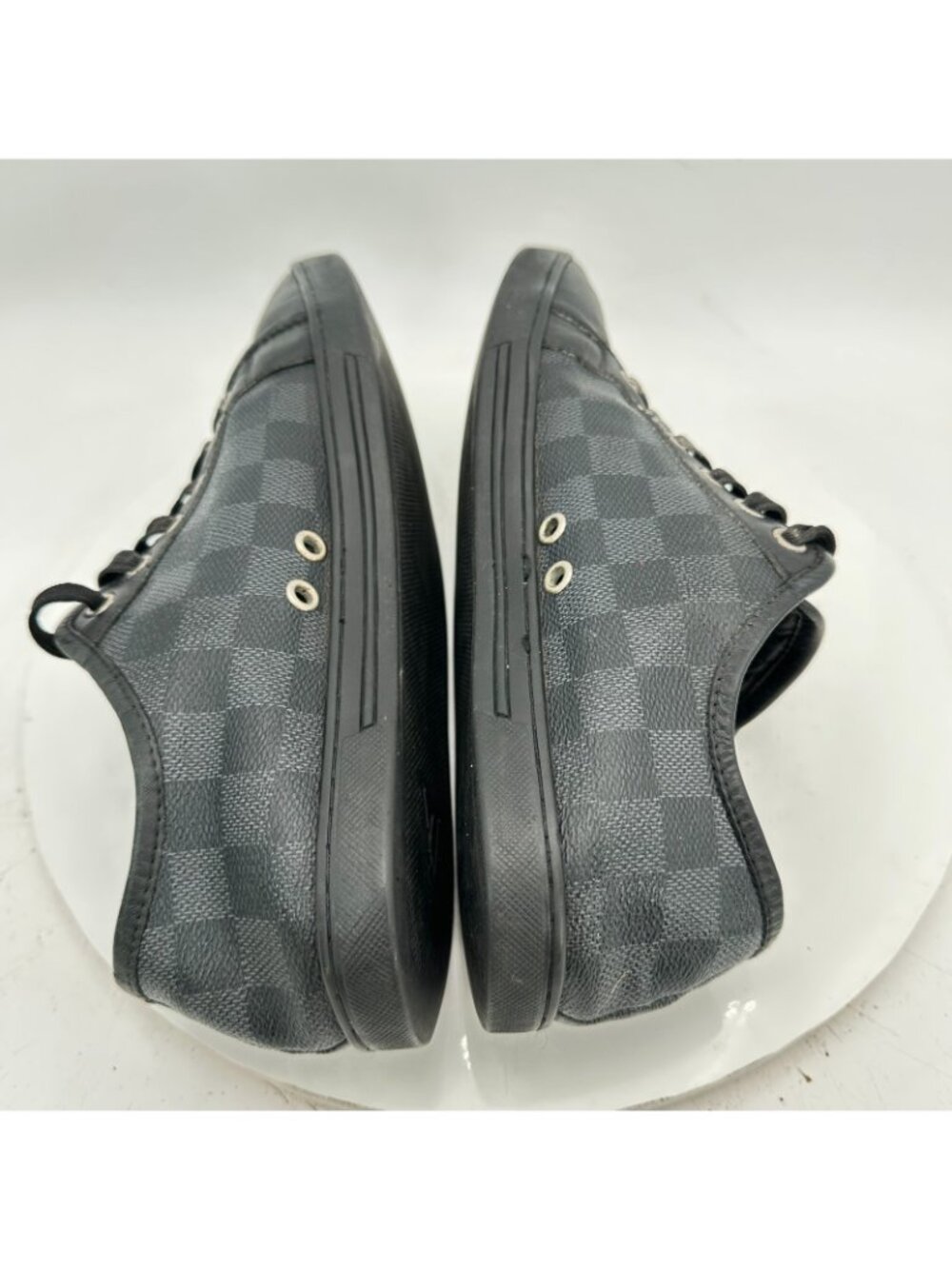 Louis Vuitton Damier Women Size 9 Black Grey Checkerboard Leather Lace Up Shoes - Picture 6 of 11